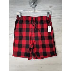 Old Navy Flannel Shorts Mens XS Red Black Buffalo Plaid Lounge Pajama Cotton NWT